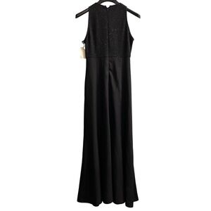 Vintage Reggio Dress Womens 10 Black Maxi Mesh Sequin Bodice Chiffon Skirt Event